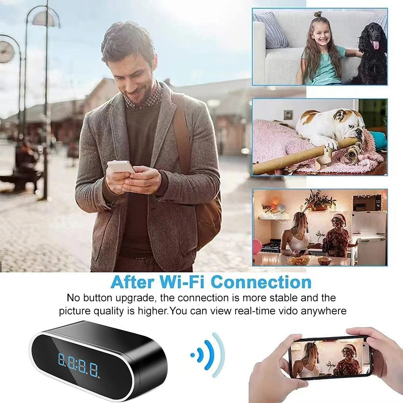 WiFi Mini Camera Clock – HD 1080P Wireless Surveillance with Night Vision & Motion Detection