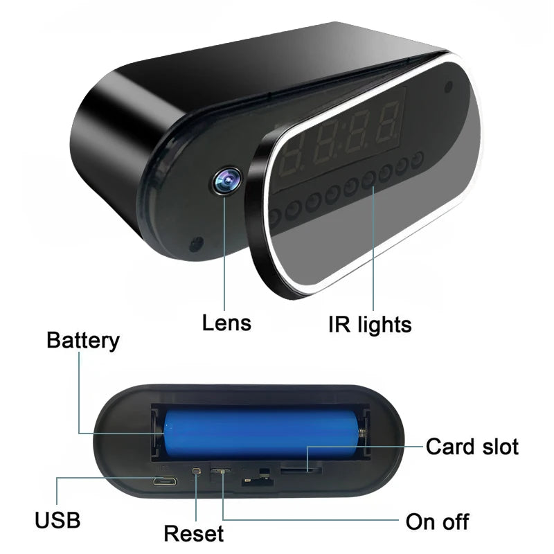 WiFi Mini Camera Clock – HD 1080P Wireless Surveillance with Night Vision & Motion Detection
