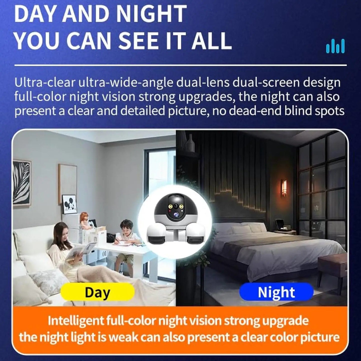 Smart Robot Security Camera on Wheels – Dual-Lens, Night Vision, Two-Way Video Call, Indoor/Outdoor Use