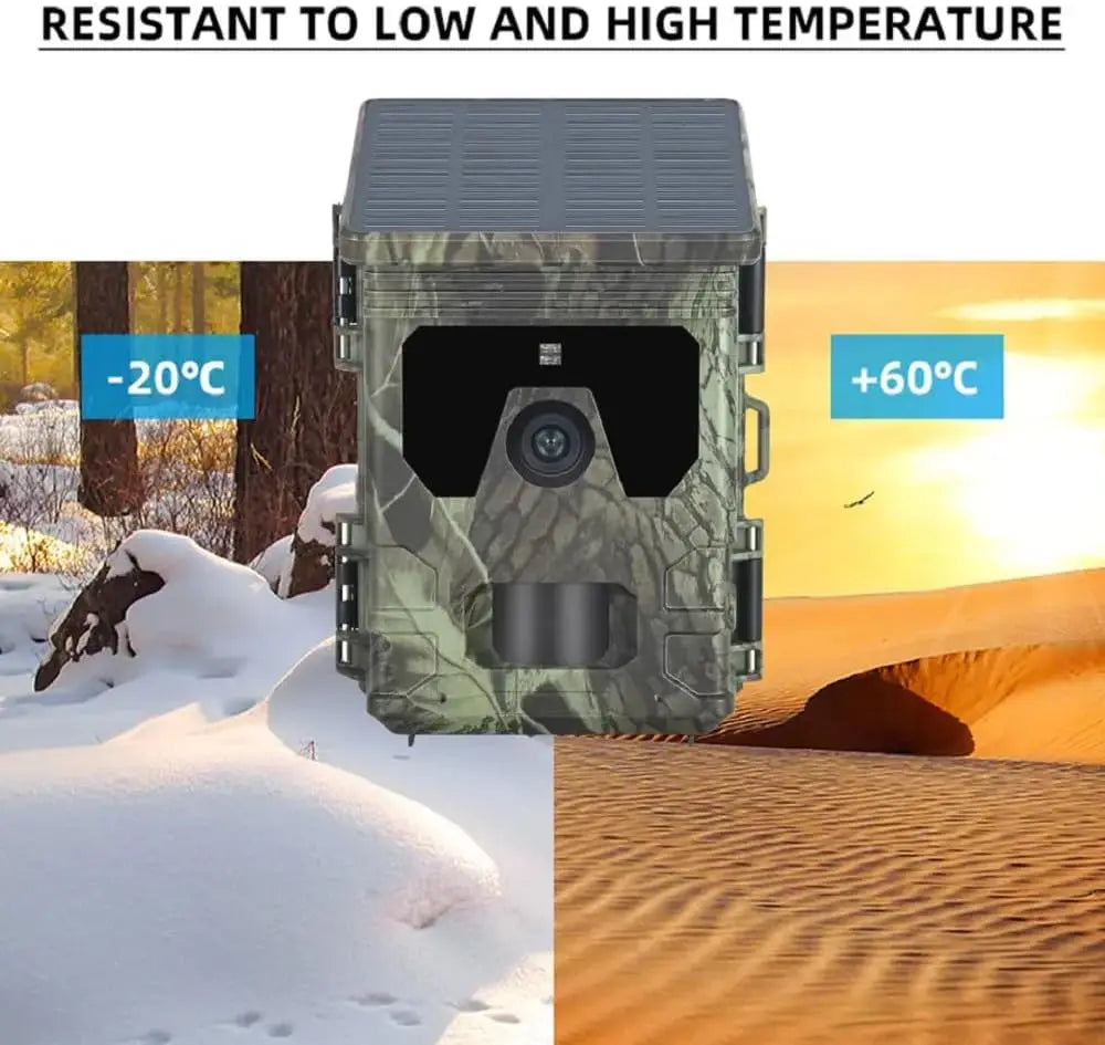 2K Solar-Powered Hunting Camera with Infrared Night Vision – Wildlife Trail Monitoring Video & Photo Recorder