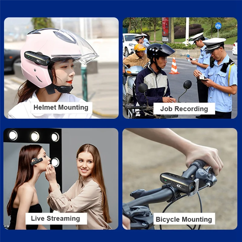 New 4K 30FPS Head Mounted Camera Wearable WiFi Video