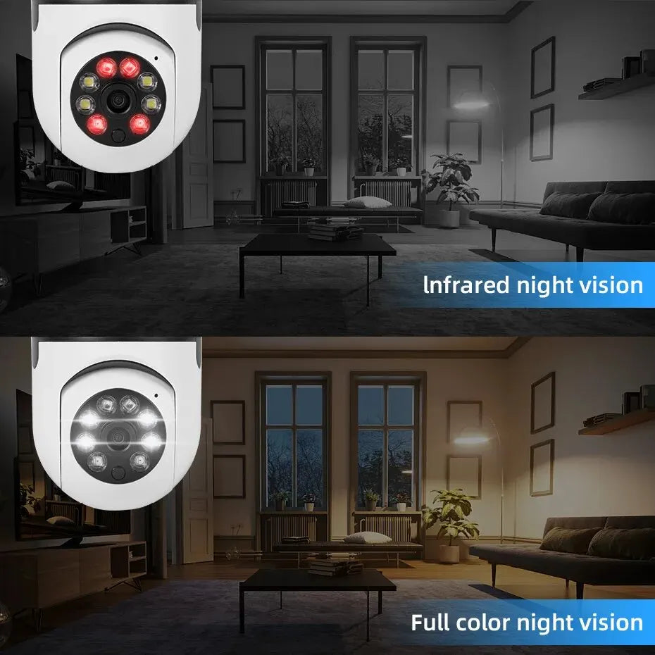 360° Smart Bulb Security Camera – WiFi, Night Vision & Auto Tracking in One!