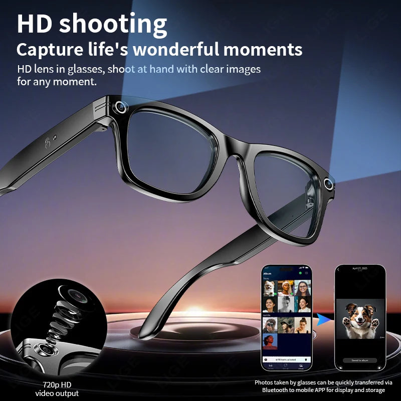 Smart Bluetooth Glasses with Camera – Video Recording, AI Translation & Photo Recognition