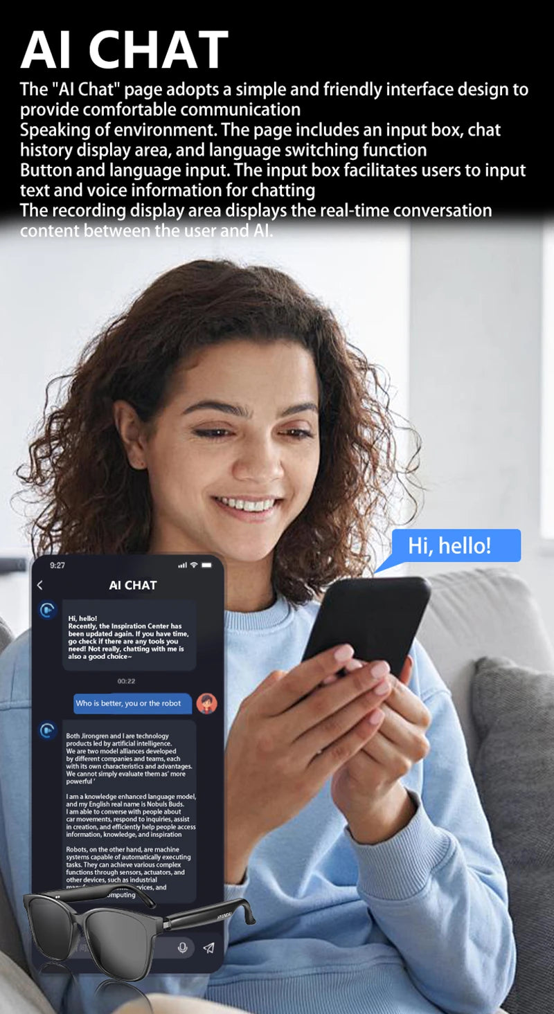 Xiaomi HY-C8 Smart Glasses – Real-Time AI Translation & Wireless Bluetooth Headset for Effortless Communication
