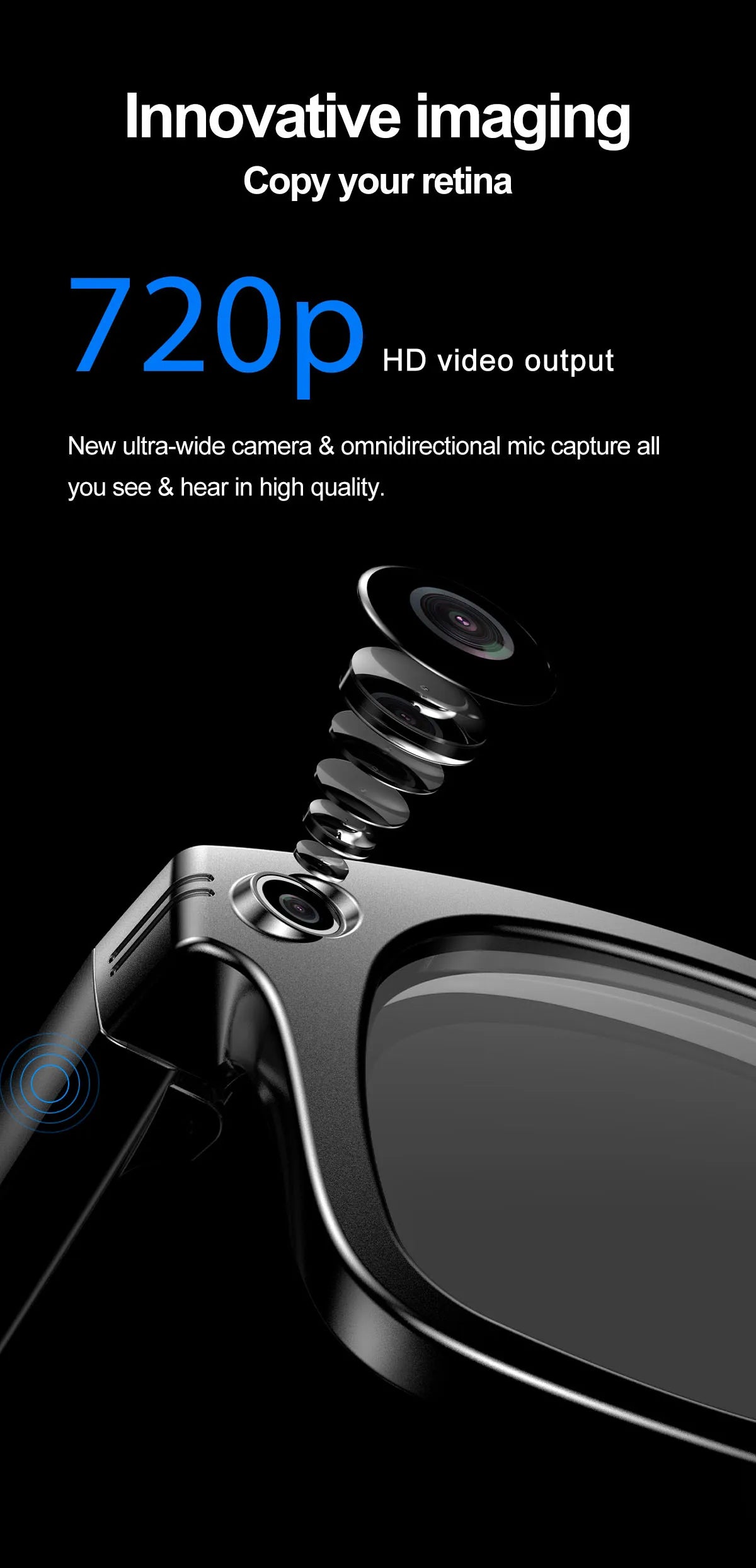 Smart Bluetooth Glasses with Camera – Video Recording, AI Translation & Photo Recognition