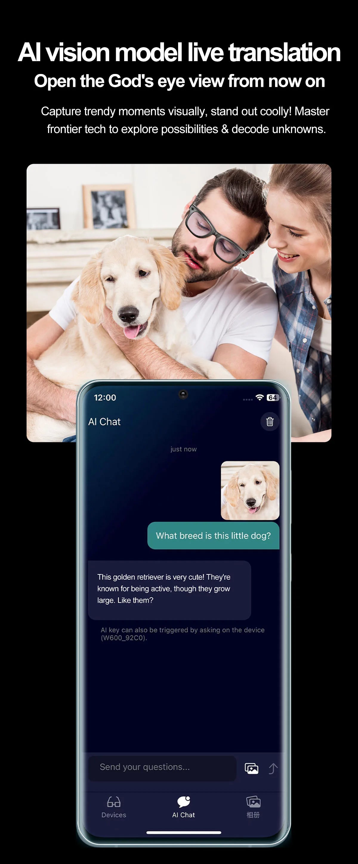 Smart Bluetooth Glasses with Camera – Video Recording, AI Translation & Photo Recognition