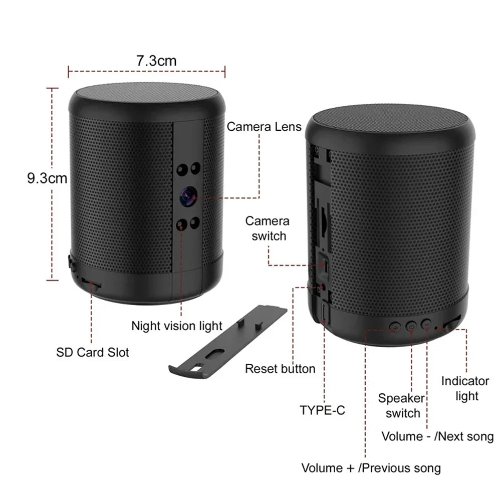 1080P HD Mini Wifi Camera Bluetooth Speaker