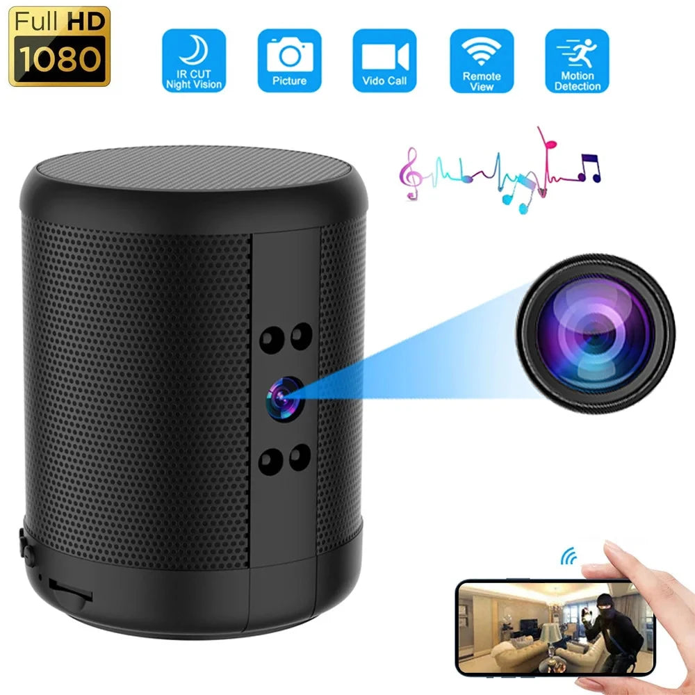 1080P HD Mini Wifi Camera Bluetooth Speaker
