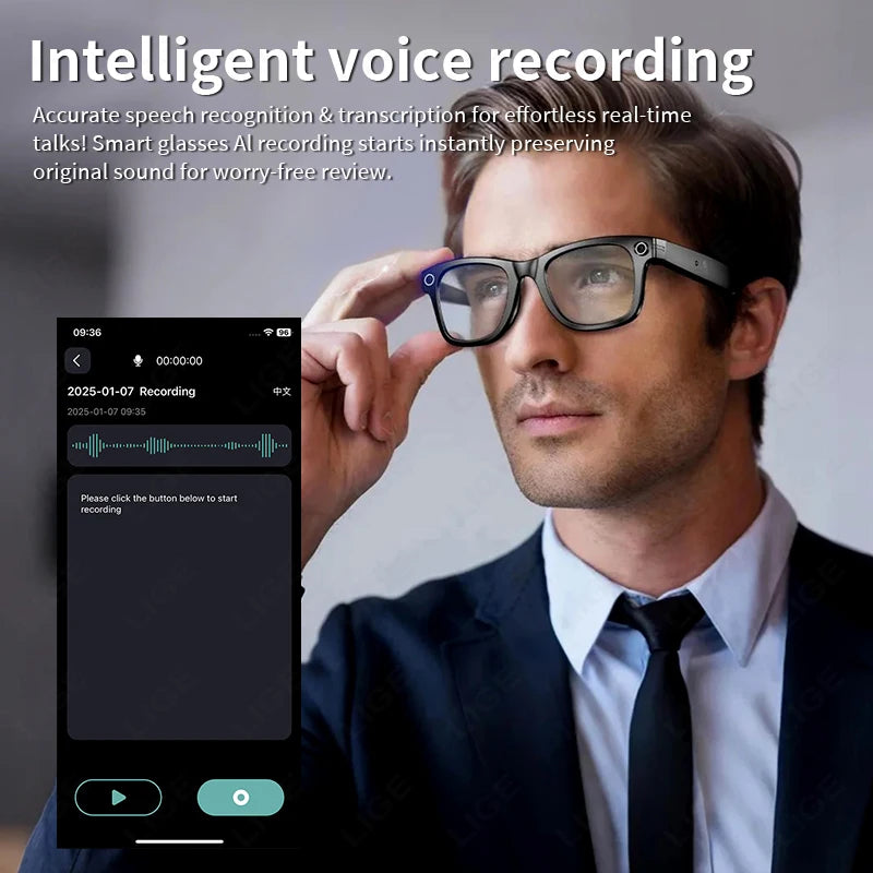 Smart Bluetooth Glasses with Camera – Video Recording, AI Translation & Photo Recognition