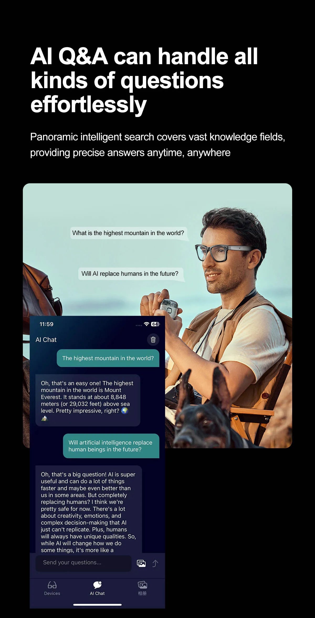 Smart Bluetooth Glasses with Camera – Video Recording, AI Translation & Photo Recognition