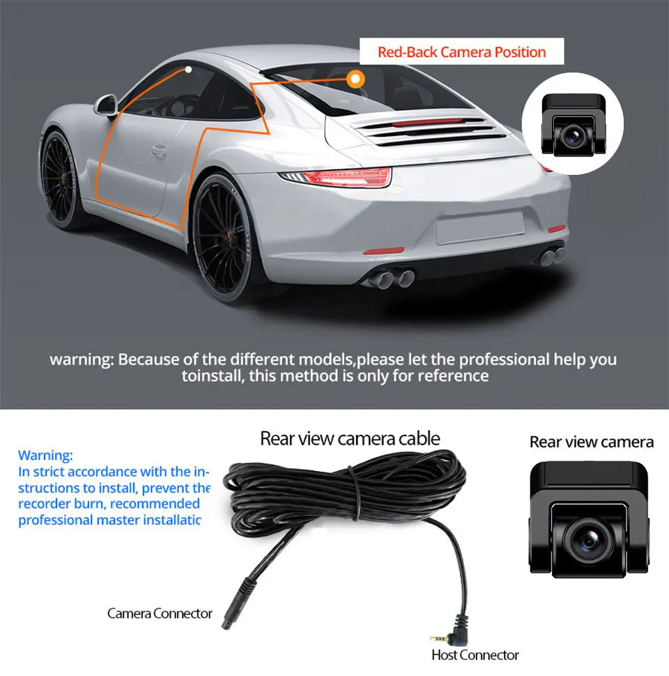 4K UHD Dual Lens Dash Cam with Wi-Fi, GPS, Night Vision, and 24H Parking Monitor
