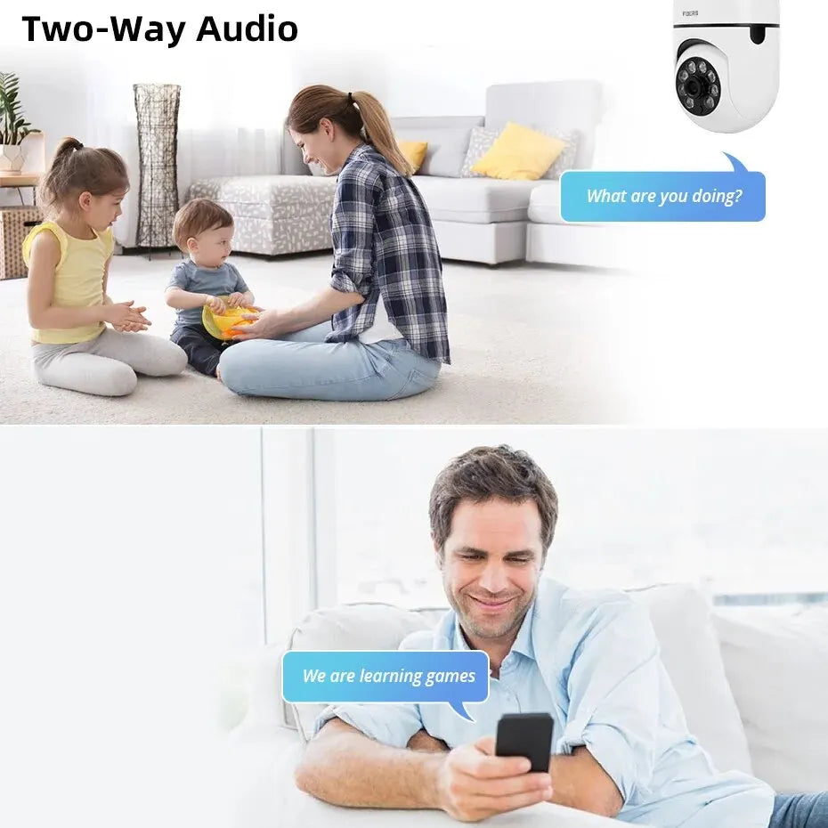 360° Smart Bulb Security Camera – WiFi, Night Vision & Auto Tracking in One!