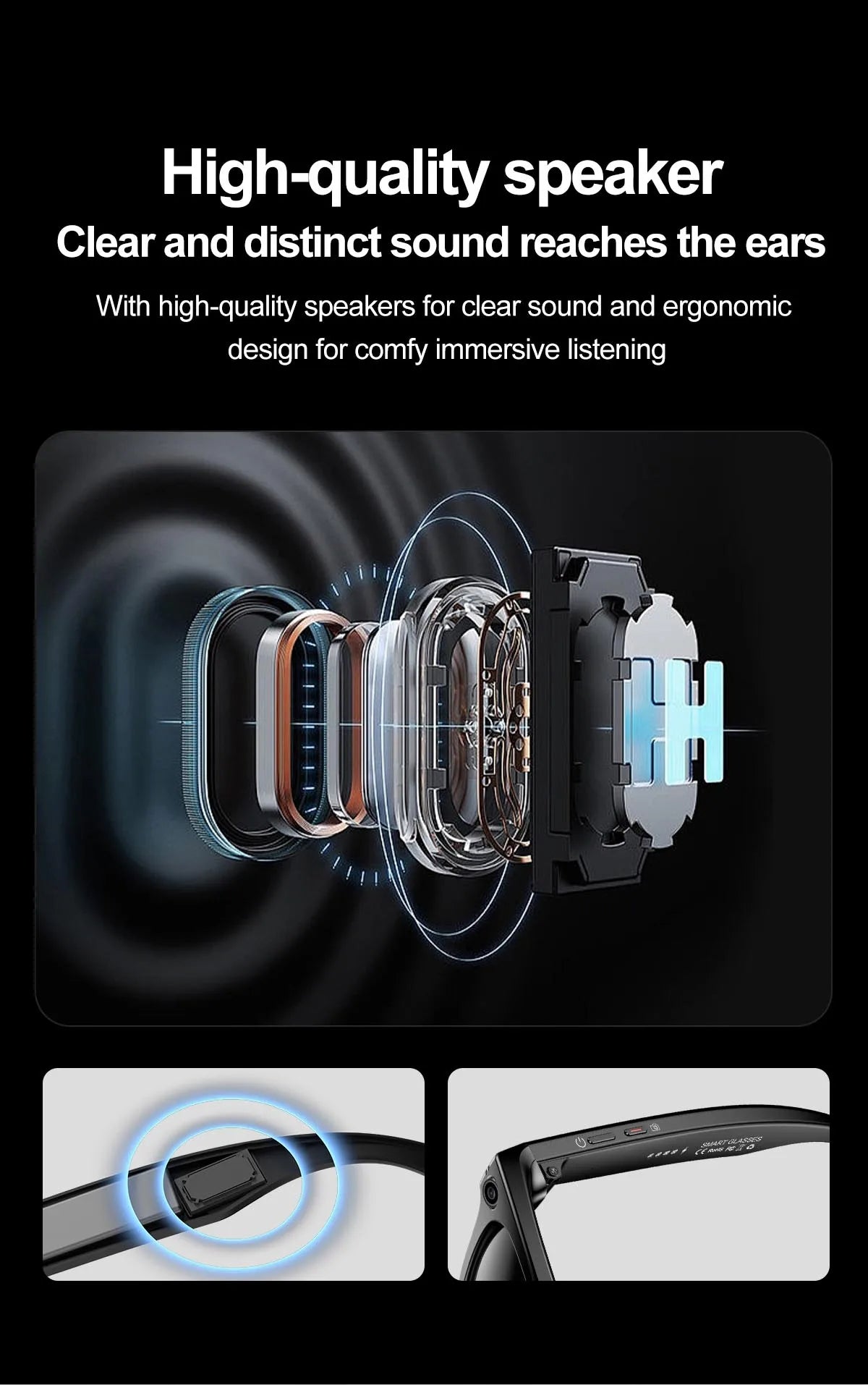 Smart Bluetooth Glasses with Camera – Video Recording, AI Translation & Photo Recognition