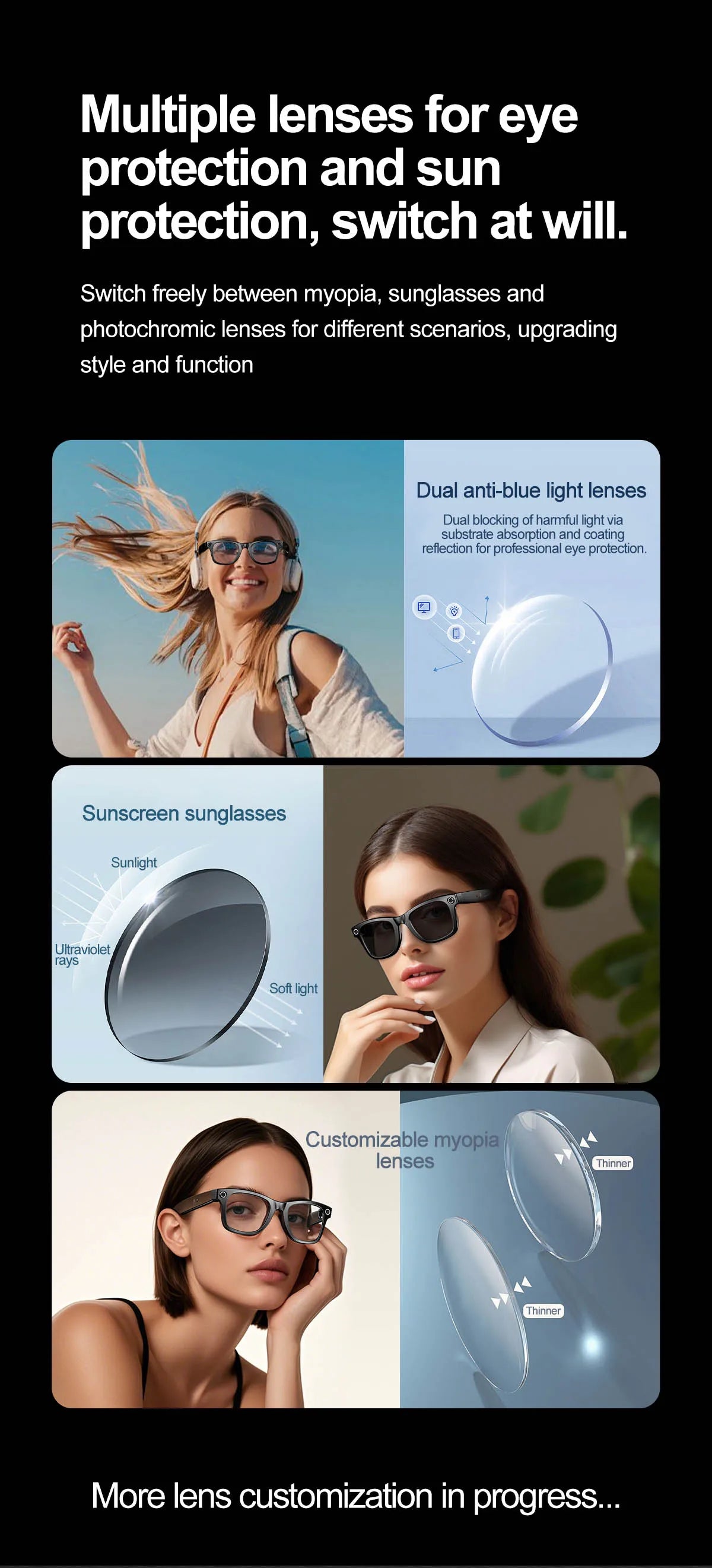 Smart Bluetooth Glasses with Camera – Video Recording, AI Translation & Photo Recognition