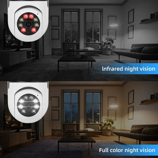 360° Smart Bulb Security Camera – WiFi, Night Vision & Auto Tracking in One!