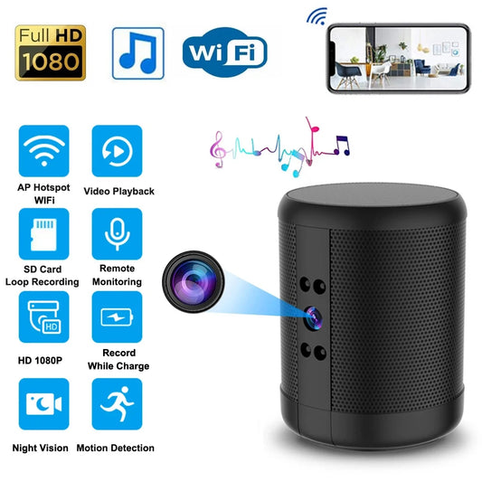 1080P HD Mini Wifi Camera Bluetooth Speaker