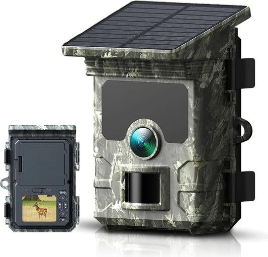 2K Solar-Powered Hunting Camera with Infrared Night Vision – Wildlife Trail Monitoring Video & Photo Recorder