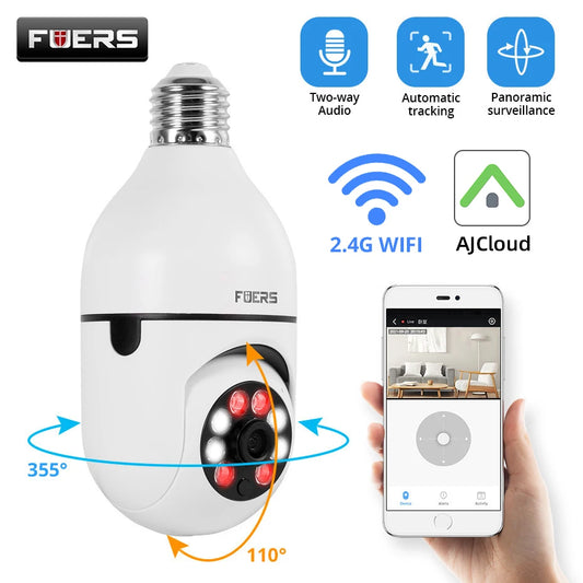 360° Smart Bulb Security Camera – WiFi, Night Vision & Auto Tracking in One!