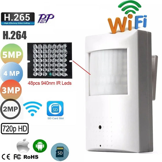 Indoor PIR WiFi Camera — 940nm Night Vision Pinhole Covert Security Camera with 2-Way Audio